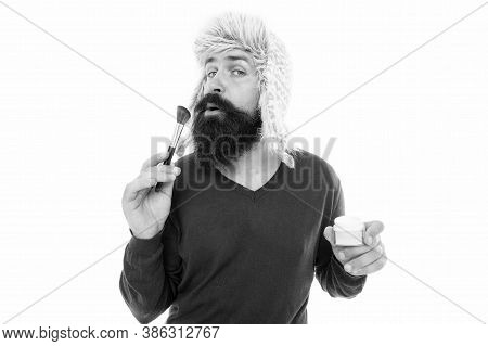 Natural Brush. Stylist Career. Freak Visagiste. Applying Makeup Face Tone. Powder Cosmetics. Man Bea