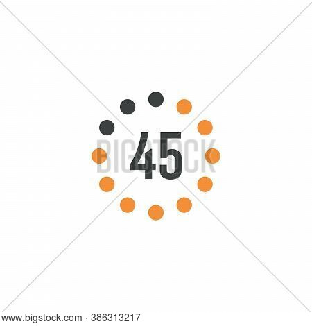 Timer Sign 45 Min On White Background. Countdown Stock Vector Illustration Isolated On White Backgro