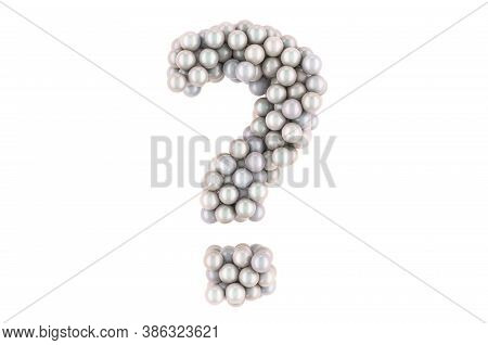 Question Mark From White Pearls, 3d Rendering Isolated On White Background