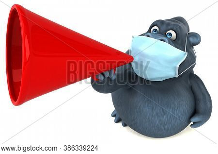 Fun 3D cartoon gorilla with a mask