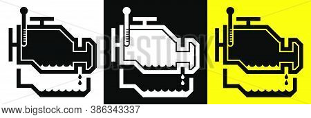 Internal Combustion Engine With Engine Oil Pan And Dipstick. Car Oil Change. Service In Service Cent