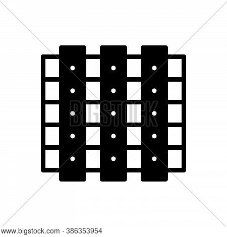Black Solid Icon For Wooden Timbered Lumbar Ligneous Barrier Fence Railing Wall