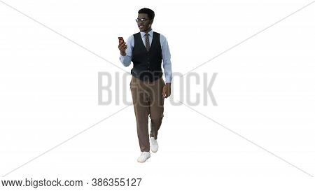 Smiling African American Businessman Making Video Call Holding M