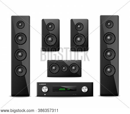 Audio Sound System For Home Cinema A Vector Realistic Isolated 3d Illustration