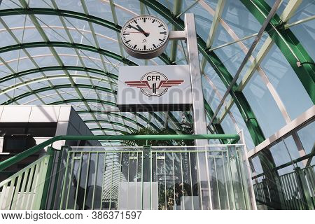 Otopeni, Romania - September 21, 2020: Details From The Newly Built Train Station At The Henri Coand