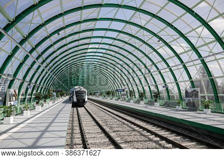 Otopeni, Romania - September 21, 2020: Details From The Newly Built Train Station At The Henri Coand