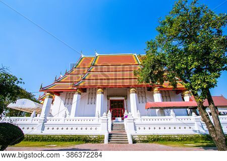 Wihan Phra Mongkhon Bophit Is A Beautiful Church With A Large Statue Of Buddha Inside. At Phra Nakho