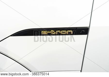 Sankt-petersburg, Russia - September 20 2020: New White Audi  Car E-tron