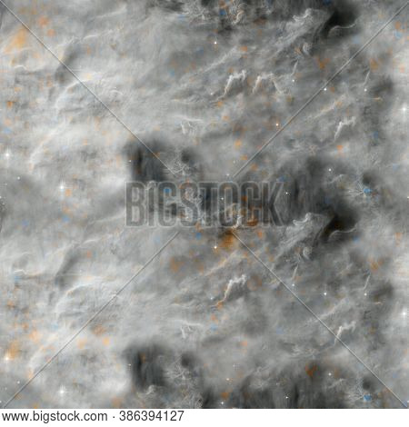 Galaxy Fabric Seamless Pattern. Black And White Abstract Background. Design For Wrapping Paper, Yoga