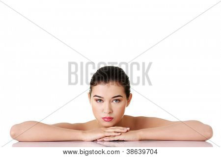 Baeutiful junge Frau Porträt, isolated on white