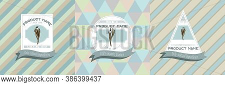 Three Colored Labels With Illustration Of Brunia Stock Illustration
