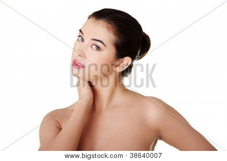 Baeutiful junge Frau Porträt, isolated on white