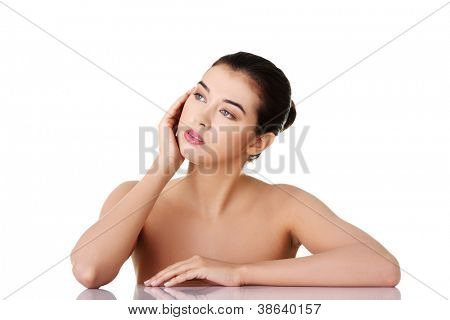 Baeutiful junge Frau Porträt, isolated on white