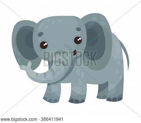 Elephant With Long Trunk As African Animal Vector Illustration