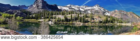 Lake Blanche Hiking Trail Panorama Views. Wasatch Front Rocky Mountains, Twin Peaks Wilderness,  Was