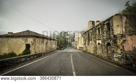 Ruins Of The Ghost Town Of Gairo, Central Sardinia