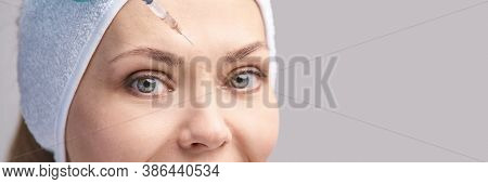 Cosmetology Skin Care. Face Derma Injection. Facial Treatment. Nanotechnology. Woman Dermatology Doc