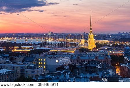 Peter And Paul Cathedral And Petrogradsky District, Saint-petersburg, Russia, View From Knyaz Vladim