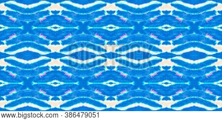 Folk Tribal Seamless Pattern. Fashion Abstract Background. Bohemian Native Kaftan. Deep Blue Or Indi