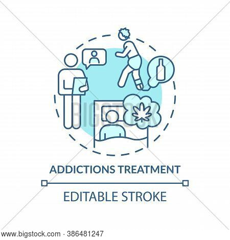 Addictions Treatment Concept Icon. Drug And Alcohol Treatment Idea Thin Line Illustration. Compulsiv