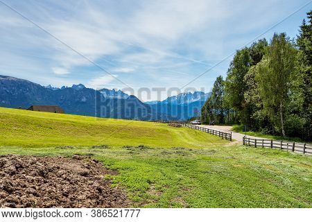 Beautiful Landscape View Of The Mountains In South Tyrol With Mixed Pine And Deciduous Forest, Renon