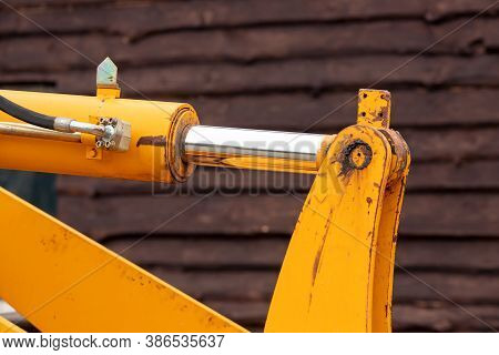 Pneumatic Piston For Machinery Technology. Concept Machine For Lifting Load And Hydraulic Forces