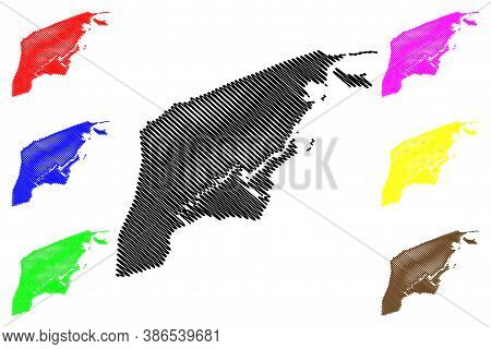 Brunei-muara District (nation Of Brunei, The Abode Of Peace, Borneo Island) Map Vector Illustration,