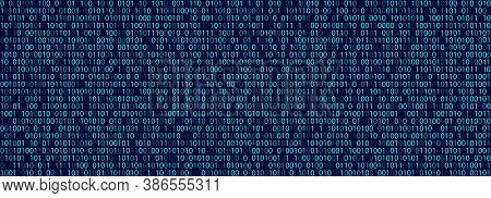 Binary Computer Code. Blue Matrix Of Zeros And Ones. Abstract Digital Background. Vector Illustratio