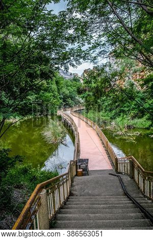Khao Ngoo Rock Park. Walkway In Of Mount Khao Ngoo Rock Park At Ratchaburi Province, Thailand.