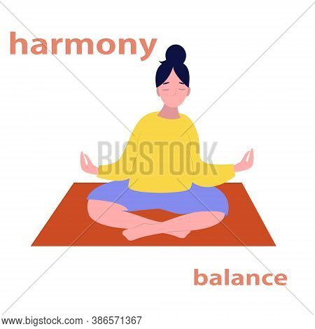 Woman in harmony with herself, meditation, breathing practices