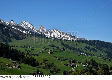 Breathtaking Mountain Panorama In Wildhaus In Switzerland During Springtime 7.5.2020