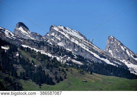 Breathtaking Mountain Panorama In Wildhaus In Switzerland During Springtime 7.5.2020