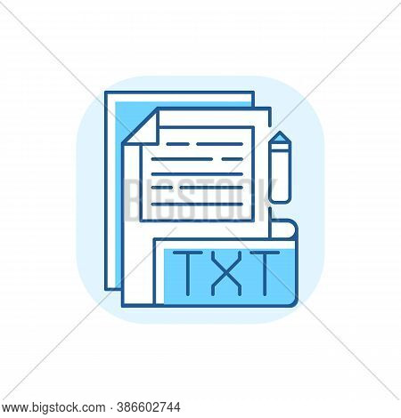 Txt File Blue Rgb Color Icon. File Extension. Simple Text Editors. Information Storing. Plain Text W