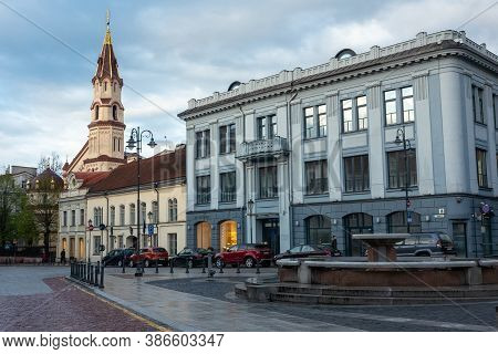 April 26, 2018 Vilnius, Lithuania. Passers-by On One Of The Streets In The Center Of Vilnius.