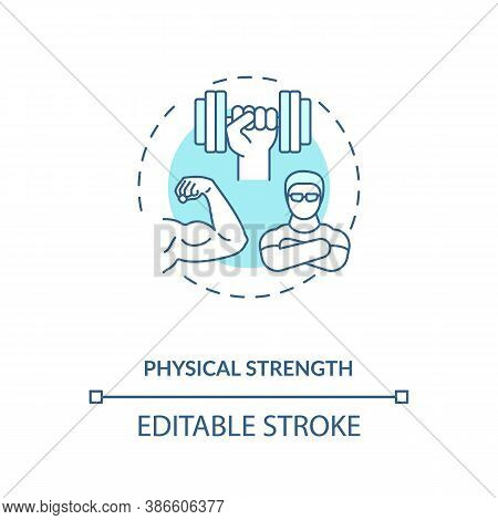 Physical Strength Building Concept Icon. Sports Energetics Idea Thin Line Illustration. Physical Con
