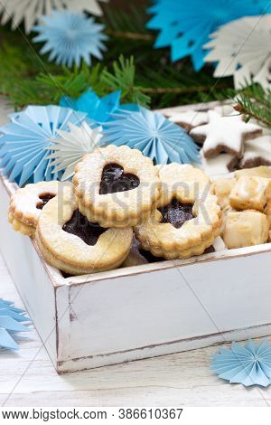 Cookies On The Background Of A Festive Decoration. Rustic Style.