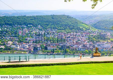 Rochusberg Mountain Hill And Bingen Am Rhein Town, Aerial View From Platform In Forest On Niederwald
