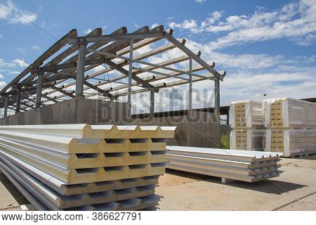 New Thermal Insulation Sandwich Panel, Construction Material For Architecture. Sandwich Panels At Th