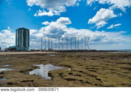 Lanzarote / Spain - May 12, 2016 :el Reducto Beach In Arrecife Lanzarote Island, Canary Islands, Spa