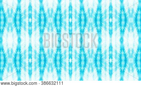 Seamless Ethnic Tie-dye Pattern. Painted Print In Blue And White Colors. Shibori Style. Abstract Fas