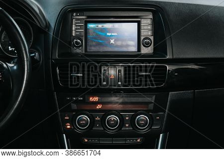 Novosibirsk, Russia - September 19, 2020: Mazda Cx-5, Close-up Of The Central Control Panel, Monitor
