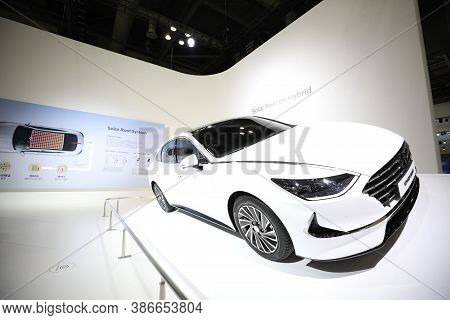 Gyeonggi-do,south Korea-march 2019: White Modern Luxury Car Displayed At Seoul Motor Show 2019 In Ki
