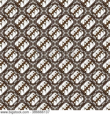 Cute Motifs On Parang Batik Design With Simple White Brown Color Concept.