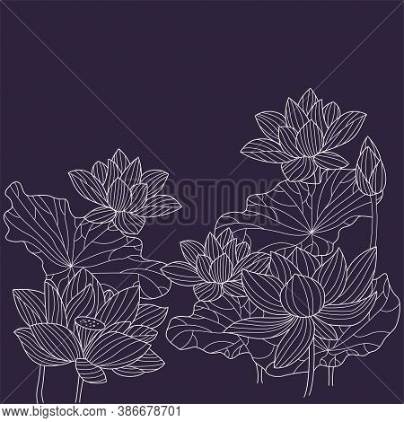 Abstract Drawing Floral Pattern With Lily Flowers. Vector Illustration. Element For Design.