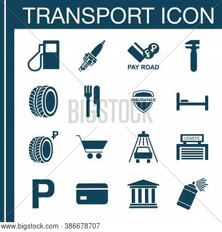 Vector Blue Web Icons Set On White. Transport Icons Set.