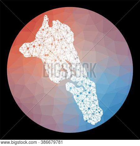 Vector Network Havelock Island Map. Map Of The Island With Low Poly Background. Rounded Havelock Isl