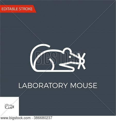 Laboratory Mouse Thin Line Vector Icon. Flat Icon Isolated On The Black Background. Editable Stroke 