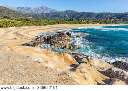 Landscape In The Algajola Beach In Corsica, France
