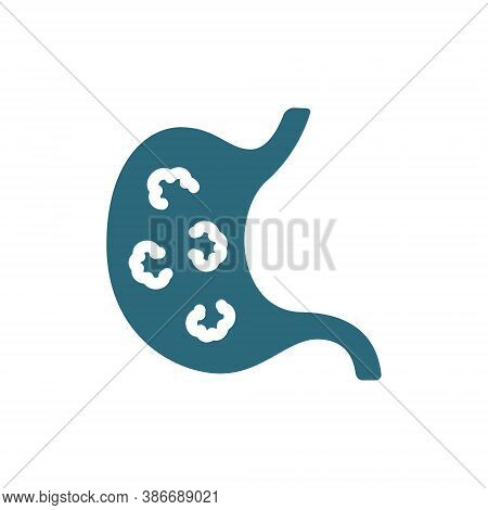 Stomach With Tumors Colored Icon. Stomac Cancer, Diseases Internal Organ, Ulcer Symbol