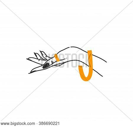 Hand Drawn Vector Abstract Stock Flat Graphic Illustration With Logo Elements , Woman Fashion Magic 
